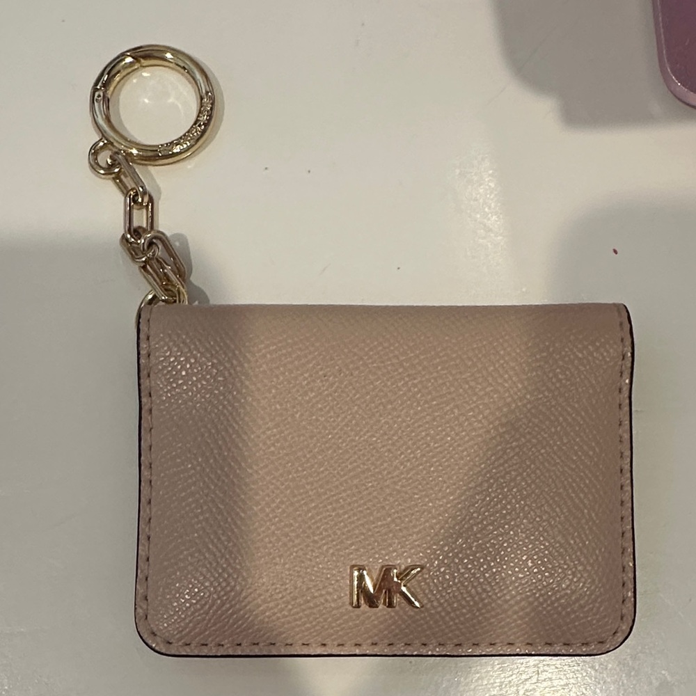 Michael Kors Blush Card Holder with Gold Keychain